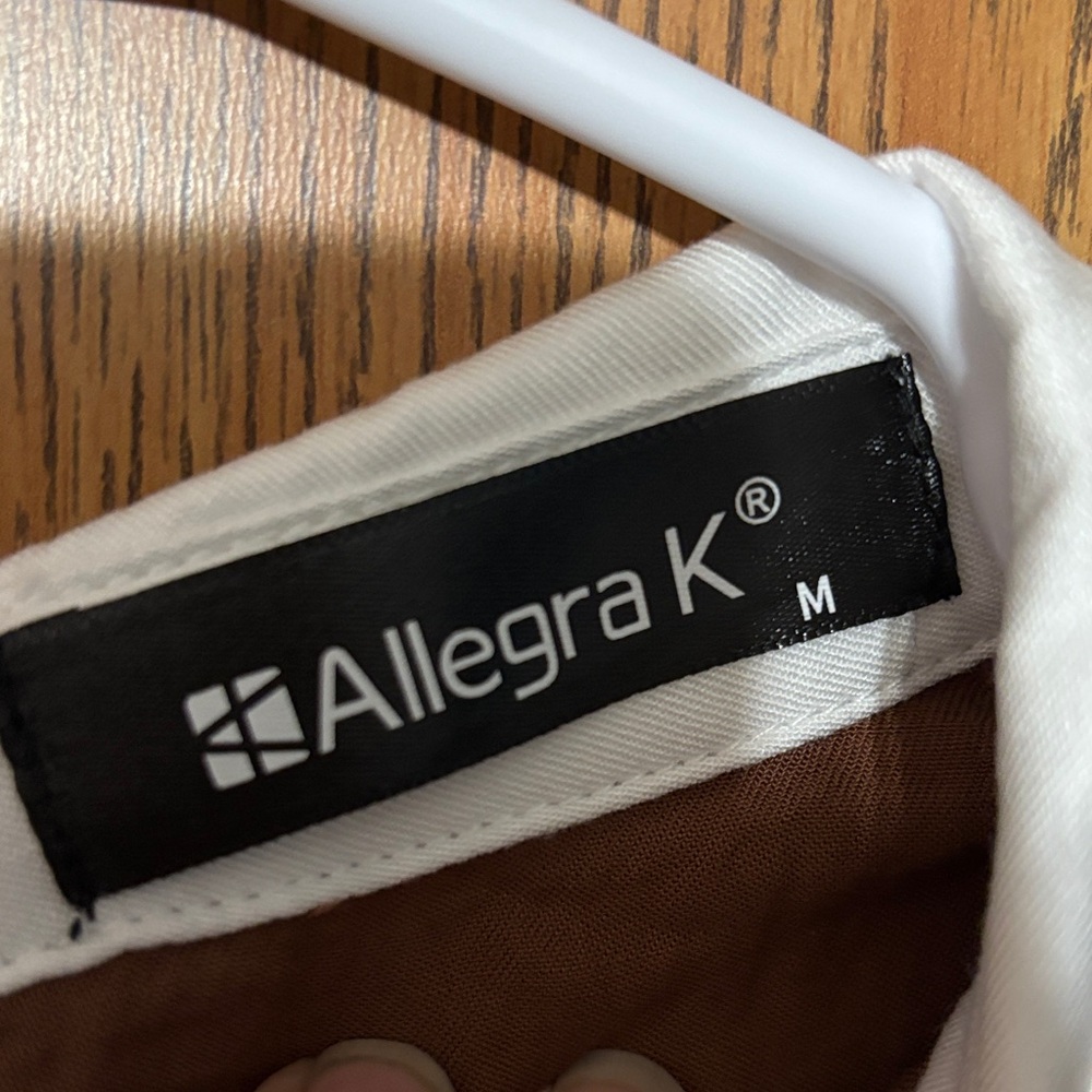 NWOT Allegra K Brown Blouse with White Trim - Picture 2 of 5